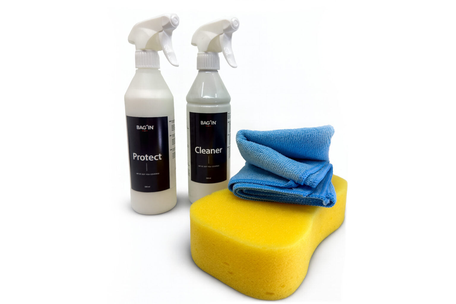 Complete Bag'in Maintenance Kit with cleaner, protector, sponge and cloth